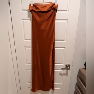 Rust Orange Strapless Dress